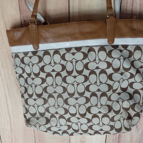 Coach Printed Signature Canvas and Calf Leather Tote - Picture 3 of 15